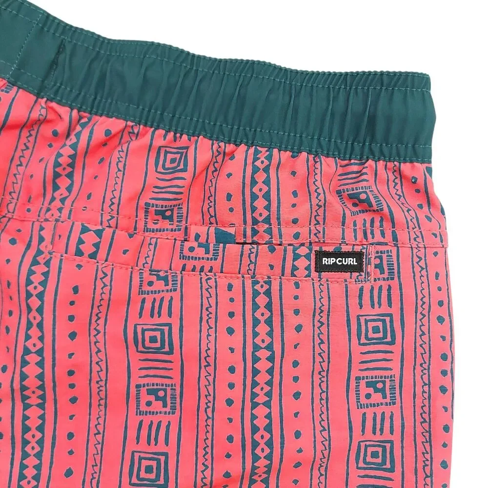 Rip Curl LayDays Board Shorts Mens Medium Pink Tribal Geometric Swim Trunks